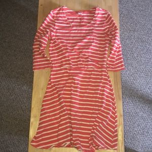 White and pink stripped flowy dress